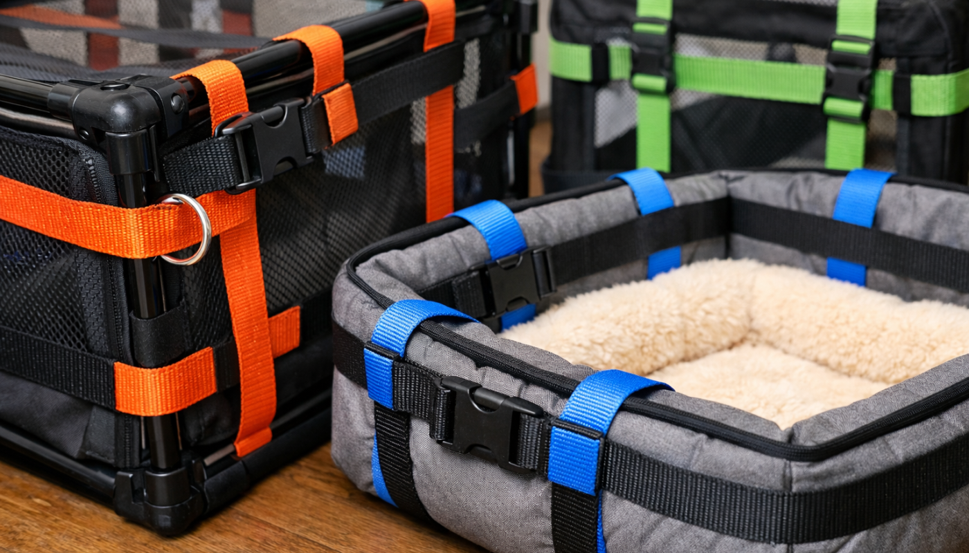 Taśmy nośne jako pasy mocujące w klatkach i legowiskach składanych – praktyczne rozwiązania dla transportu i bezpieczeństwa