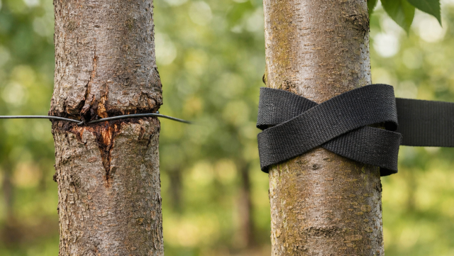 Wrastająca taśma do wiązania drzewek – jak uniknąć uszkodzenia pnia?