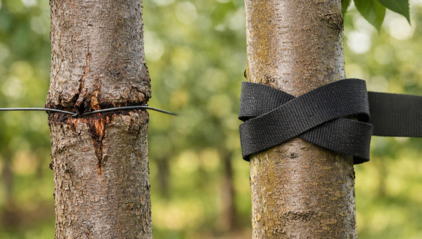 Wrastająca taśma do wiązania drzewek – jak uniknąć uszkodzenia pnia?